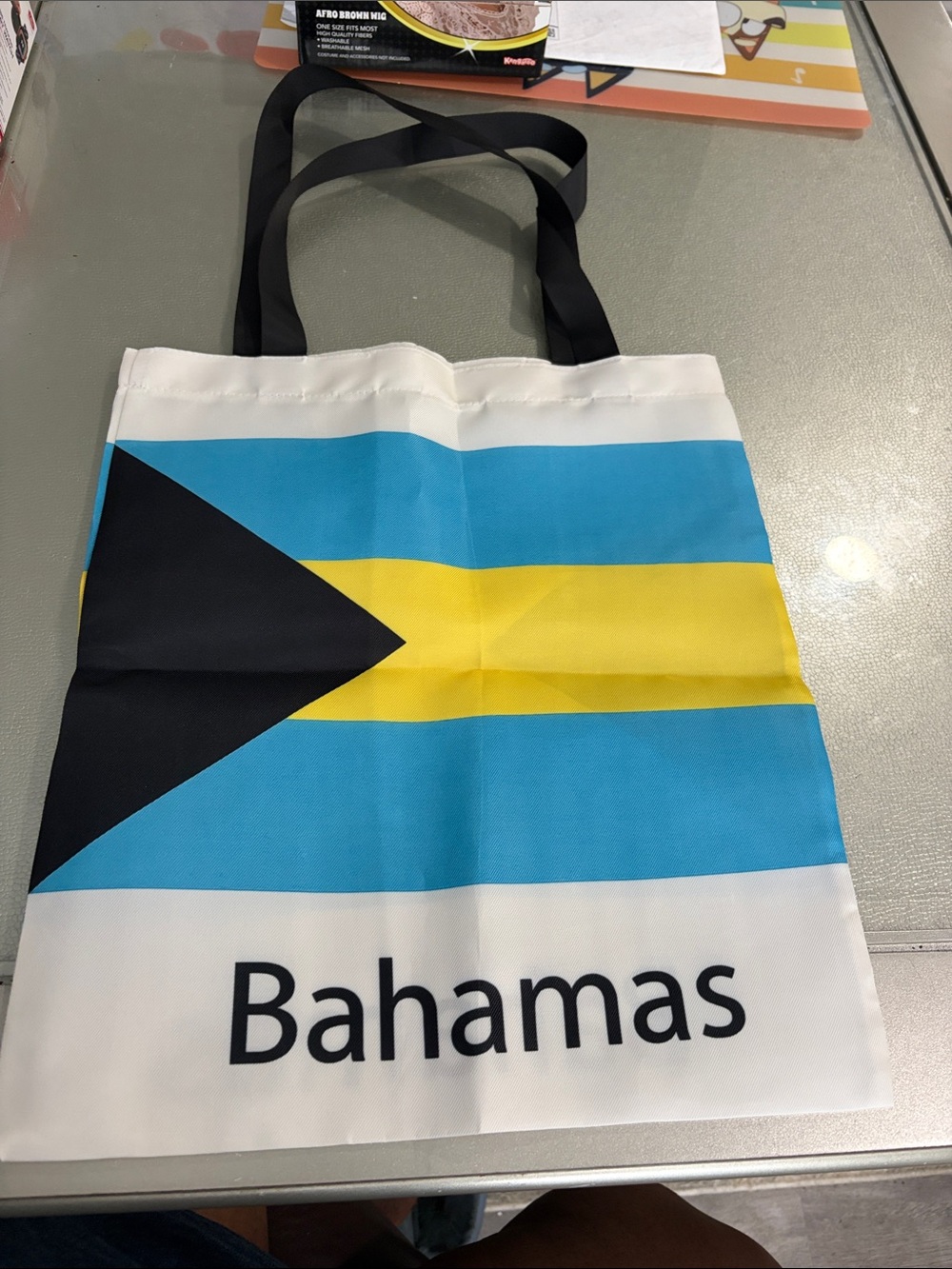 Bahamas Flag Canvas Tote Bag - Blue/Yellow/Black